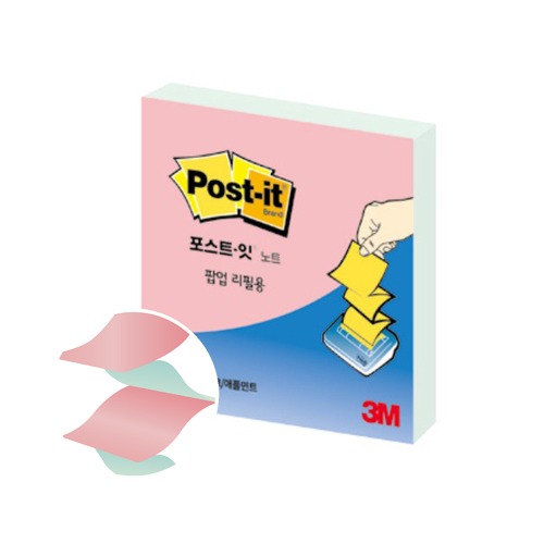 포스트잇 팝업리필용 KR330 벚꽃핑크/애플민트 (76mm x 76mm)